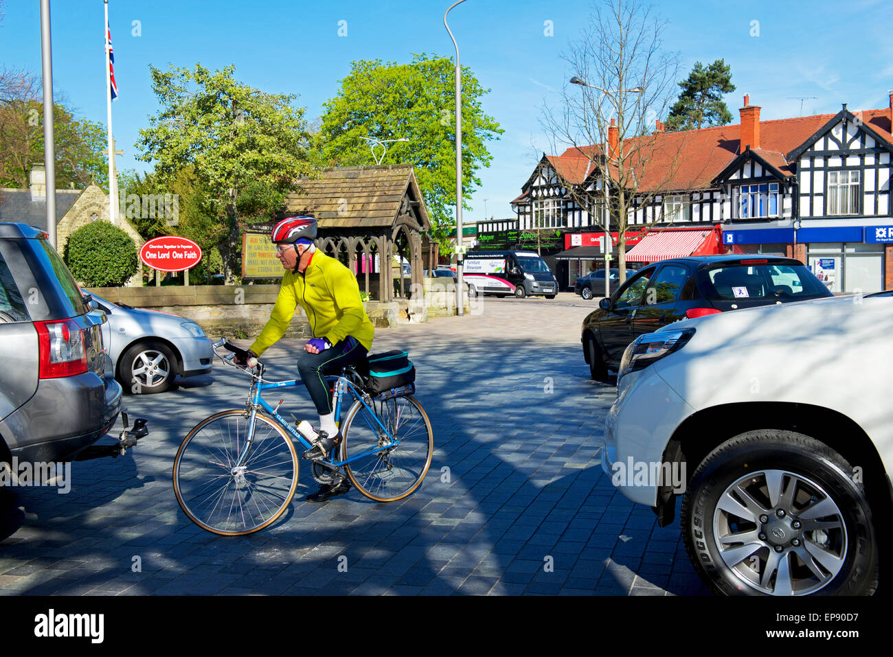 New shared space scheme for traffic in Poynton,Cheshire, England UK Stock Photo