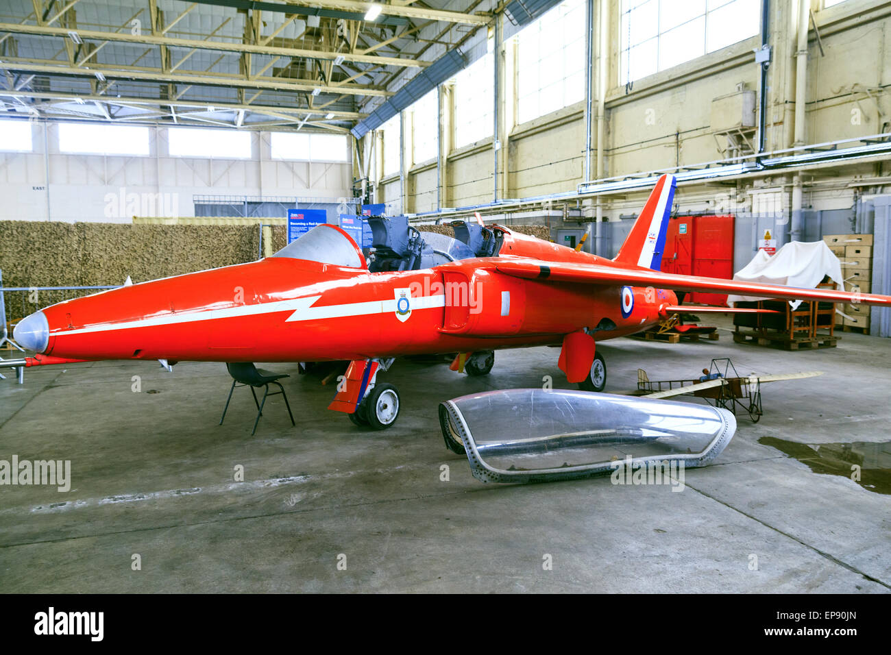 Red Arrows Folland Gnat in the RAF Scampton Heritage Centre Stock Photo