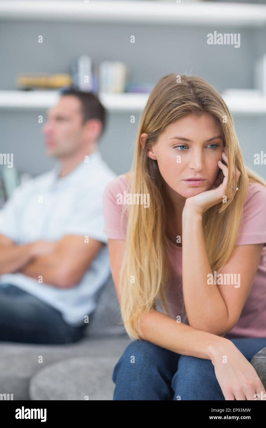 Couple not speaking after a fight on the sofa Stock Photo Alamy