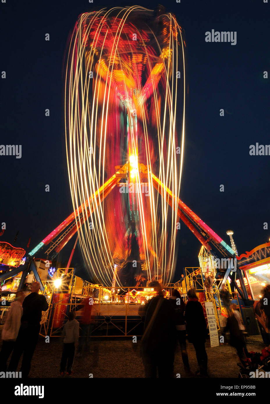 Fairground Rides Light Show Light Patterns Barnstaple Fair Stock Photo