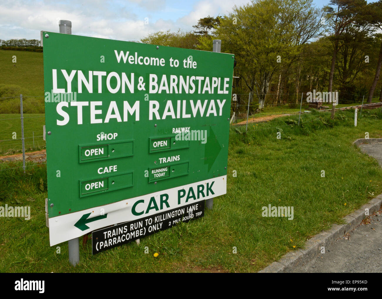 Lynton & Barnstaple Narrow Guage Steam Railway at Woody Bay Station, North Devon England Stock Photo
