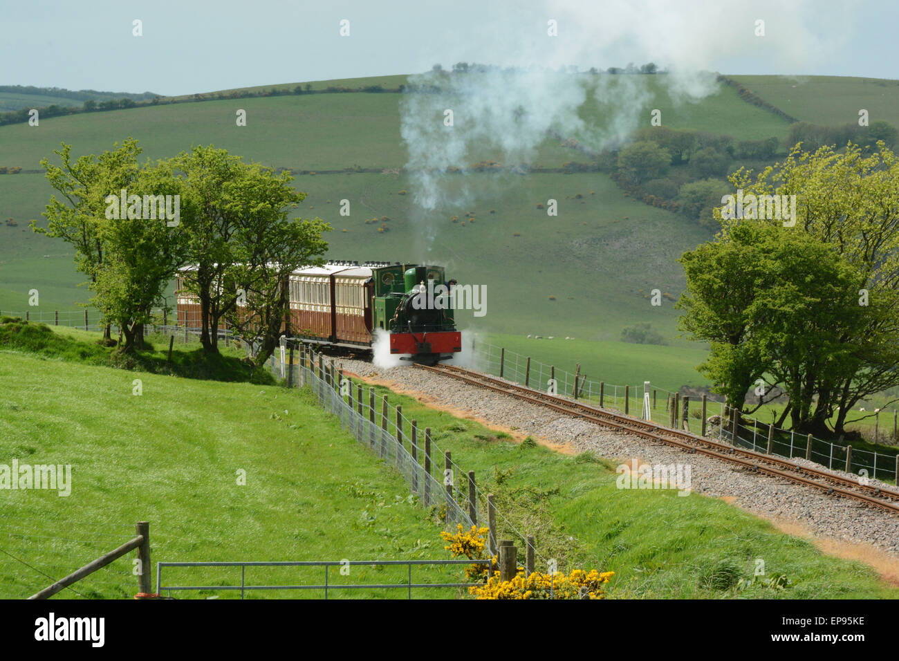 Lynton & Barnstaple Narrow Guage Steam Railway at Woody Bay Station, North Devon England Isaac Stock Photo