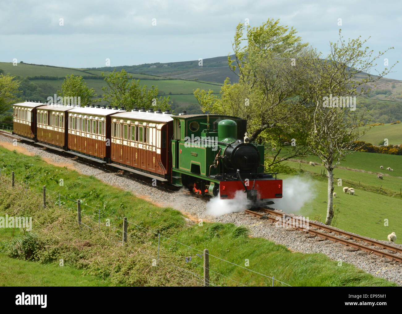 Lynton & Barnstaple Narrow Guage Steam Railway at Woody Bay Station, North Devon England Charles Wytock Stock Photo