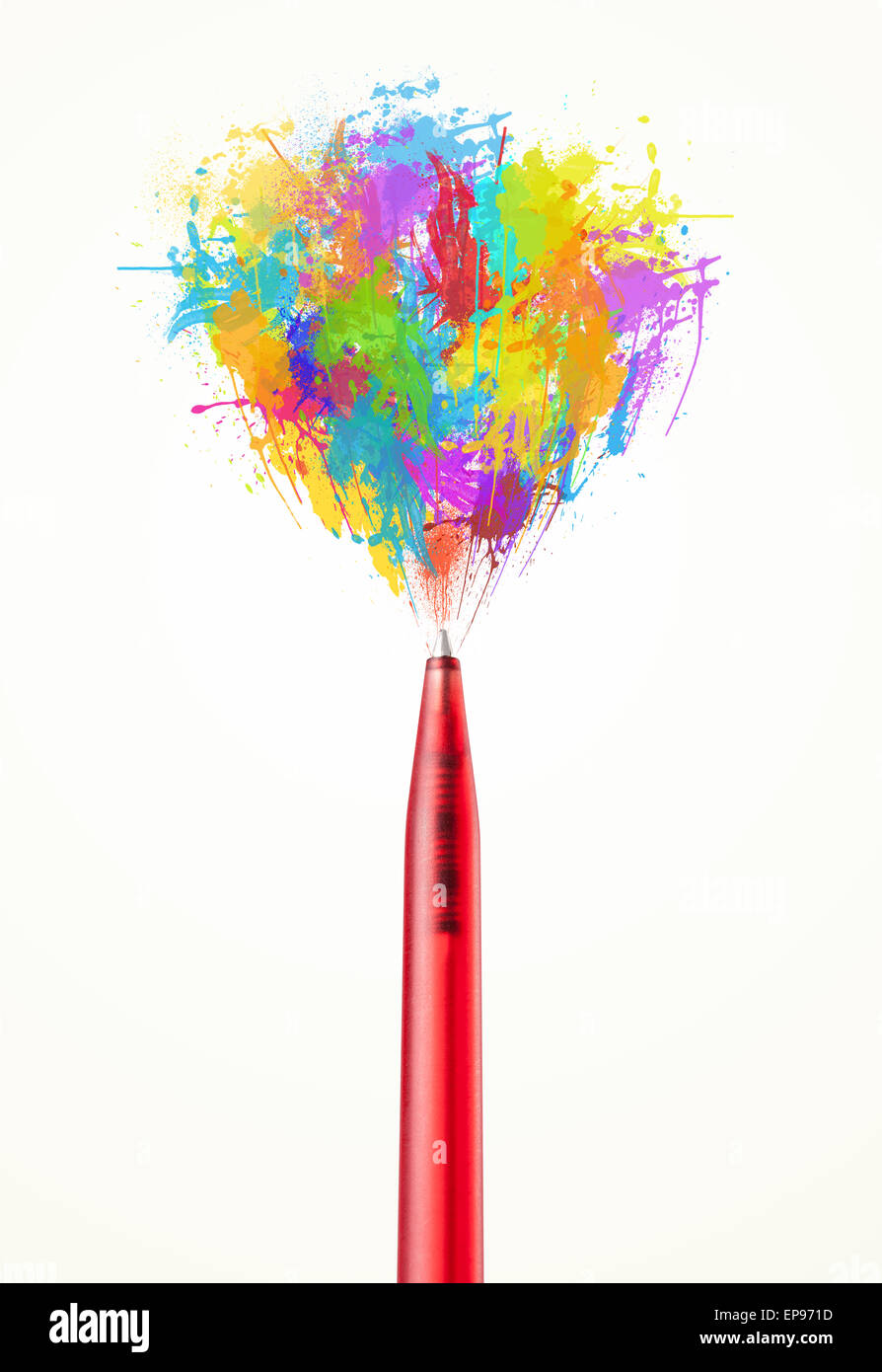 Paint splashes coming out of pen Stock Photo Alamy