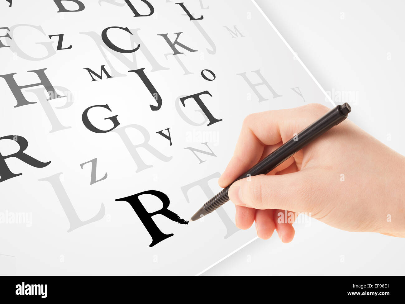 Hand writing various letters on white plain paper Stock Photo - Alamy