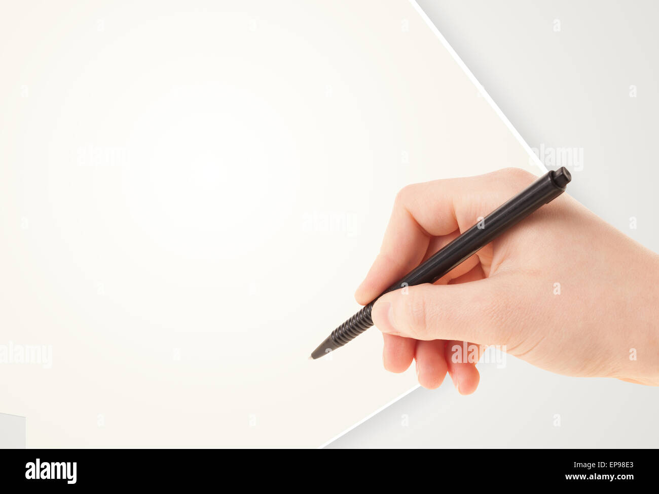 Empty Hand Writing Hand writing on plain empty white paper copy space Stock Photo - Alamy