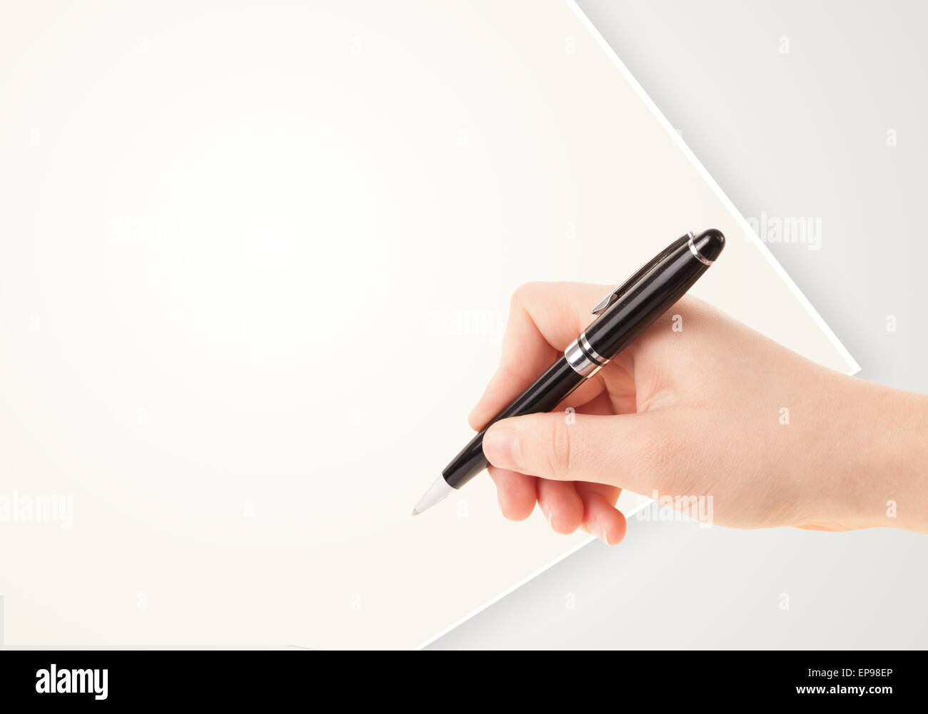 Empty Hand Writing Hand writing on plain empty white paper copy space Stock Photo - Alamy
