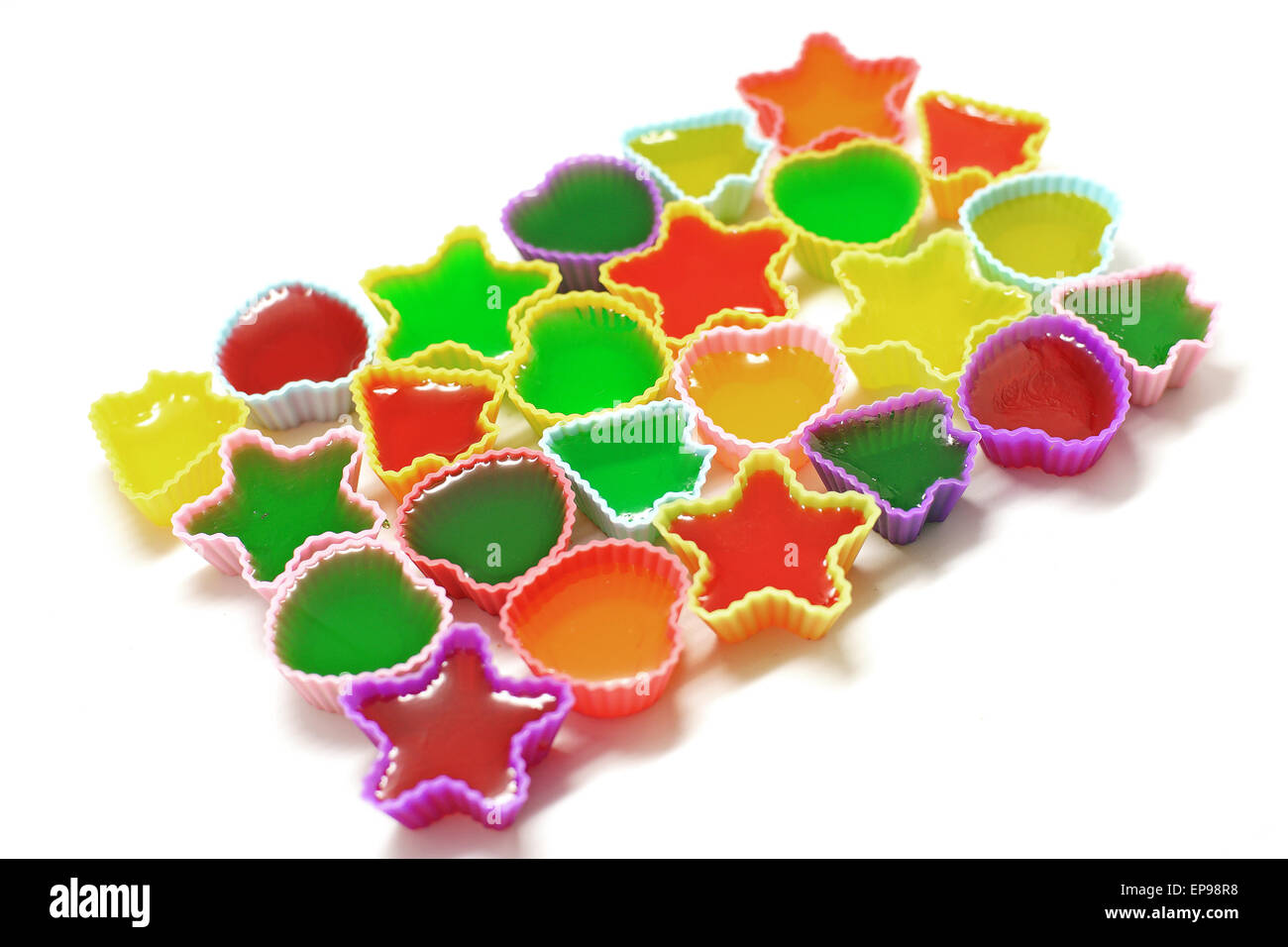colorful gelatin or jelly dessert isolated on white background Stock