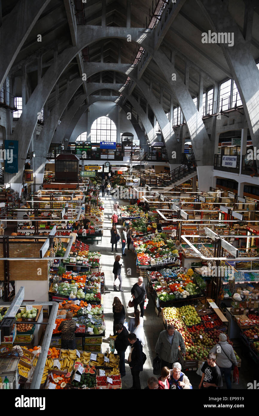 Market hall  Hala Targowa, Wroclaw, Silesia, Europe Stock Photo