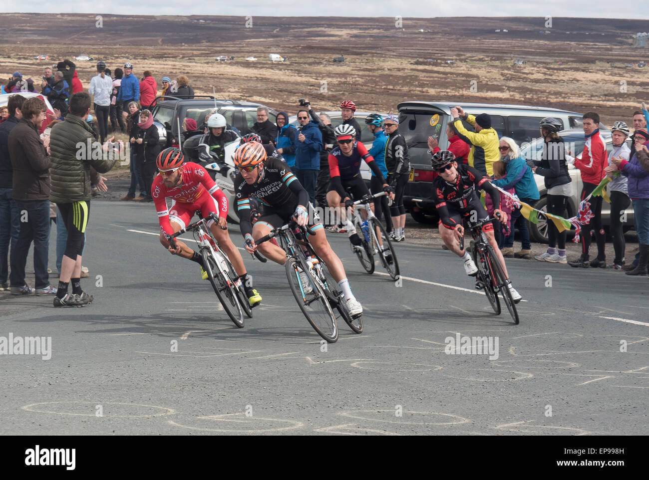 Tour of Yorkshire Cycle Race 2015. Stage one at Blakey, North Yorkshire Moors Stock Photo