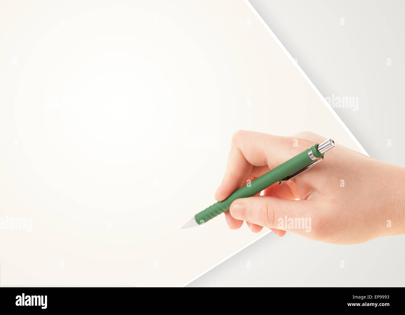 Empty Hand Writing Hand writing on plain empty white paper copy space Stock Photo - Alamy