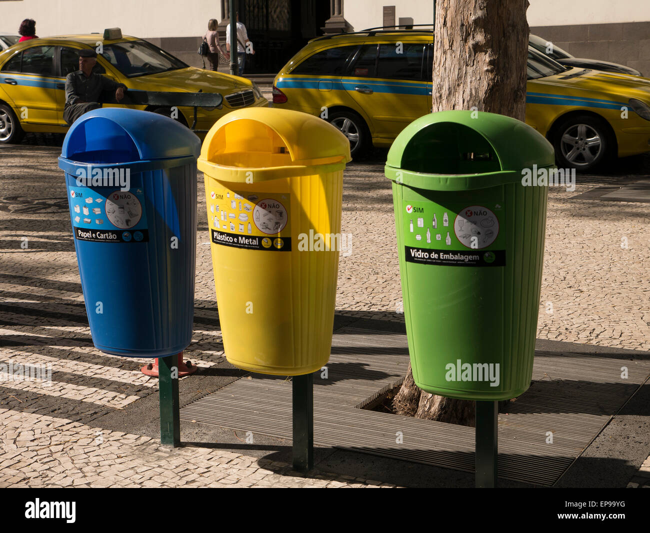 Streey Recycling Bins, Funchal, Madeira, Portugal Stock Photo - Alamy