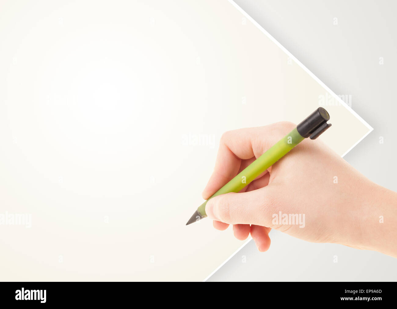 Empty Hand Writing Hand writing on plain empty white paper copy space Stock Photo - Alamy