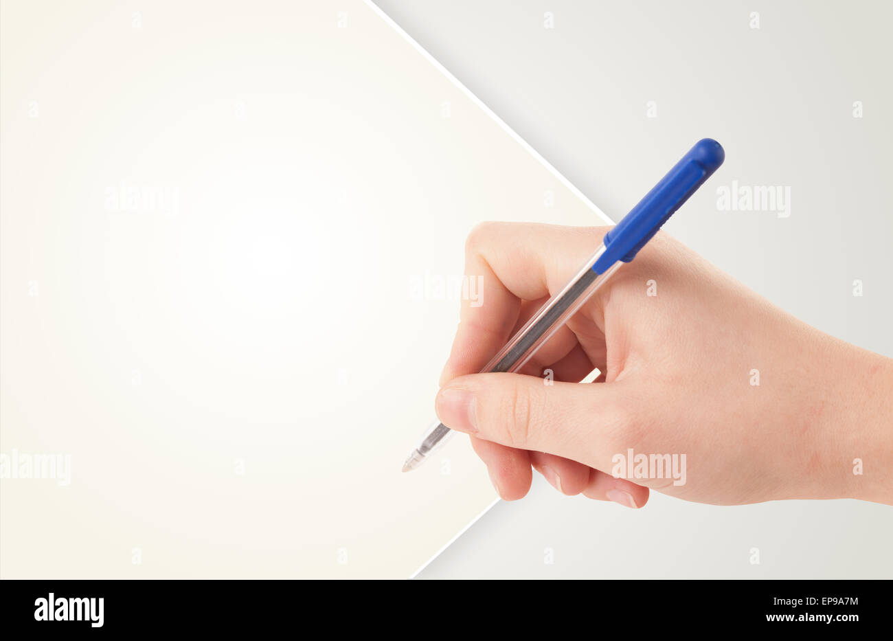Empty Hand Writing Hand writing on plain empty white paper copy space Stock Photo - Alamy