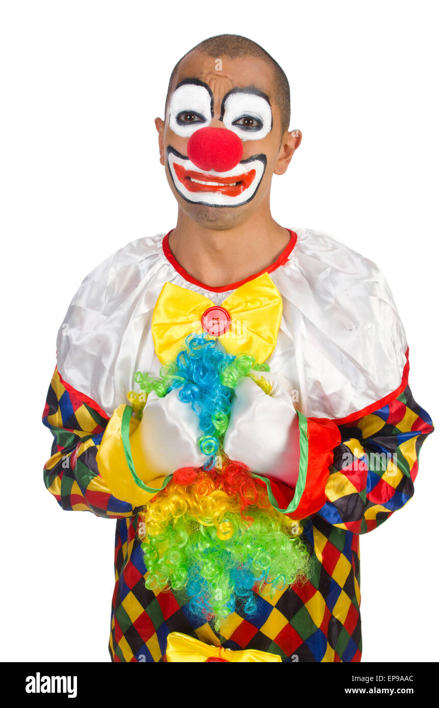 Sad Clowder Sad clown isolated on white Stock Photo - Alamy