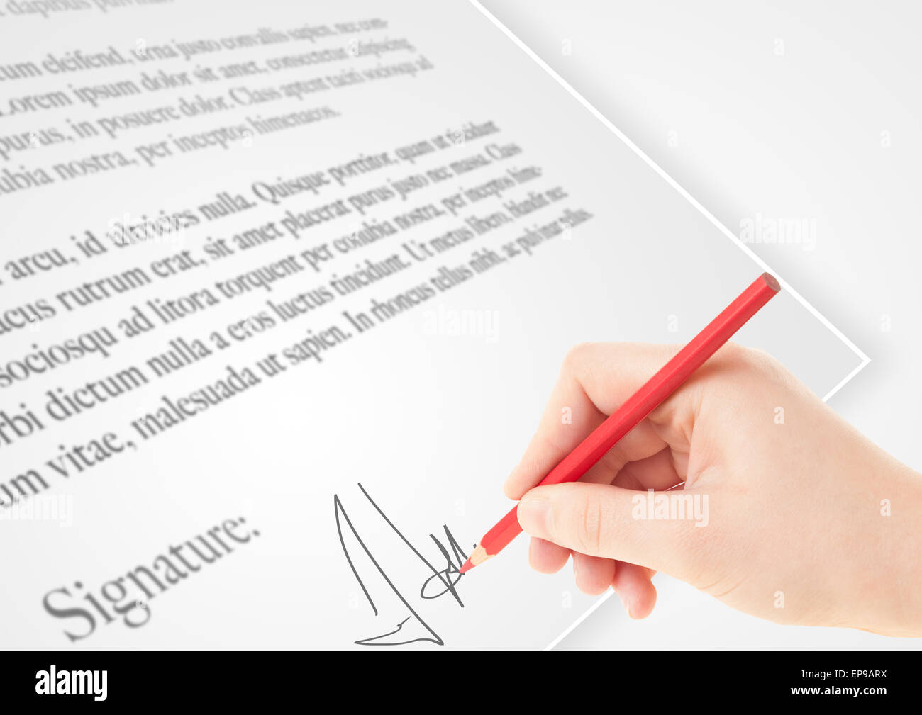 Hand writing personal signature on a paper form Stock Photo - Alamy