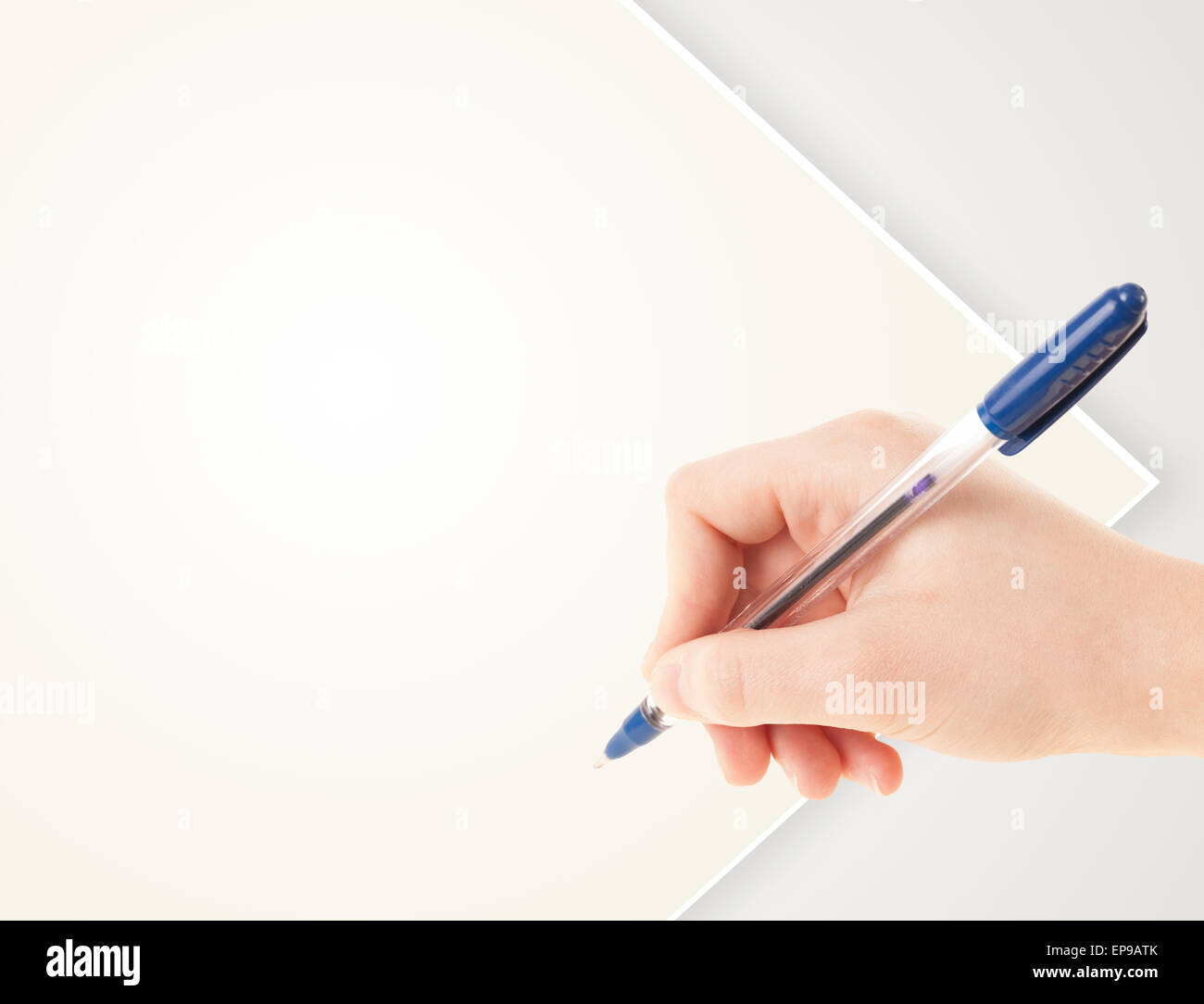 Empty Hand Writing Hand writing on plain empty white paper copy space Stock Photo - Alamy