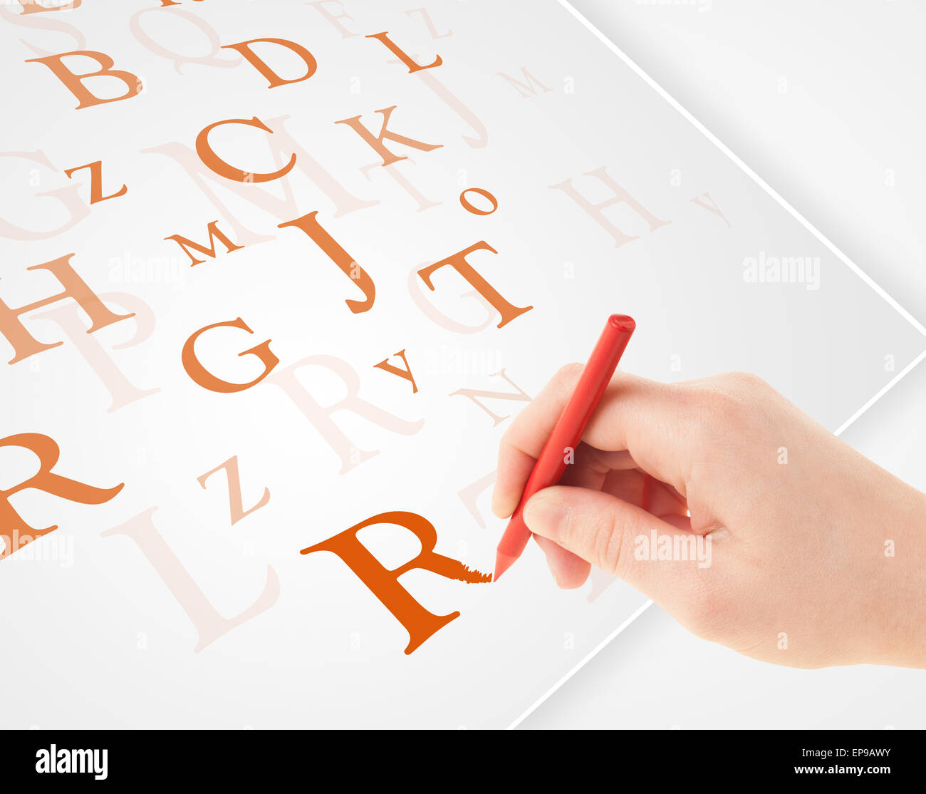 Hand writing various letters on white plain paper Stock Photo - Alamy