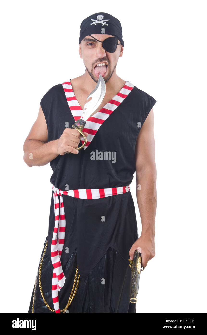 One eyed pirate isolated on the white Stock Photo Alamy