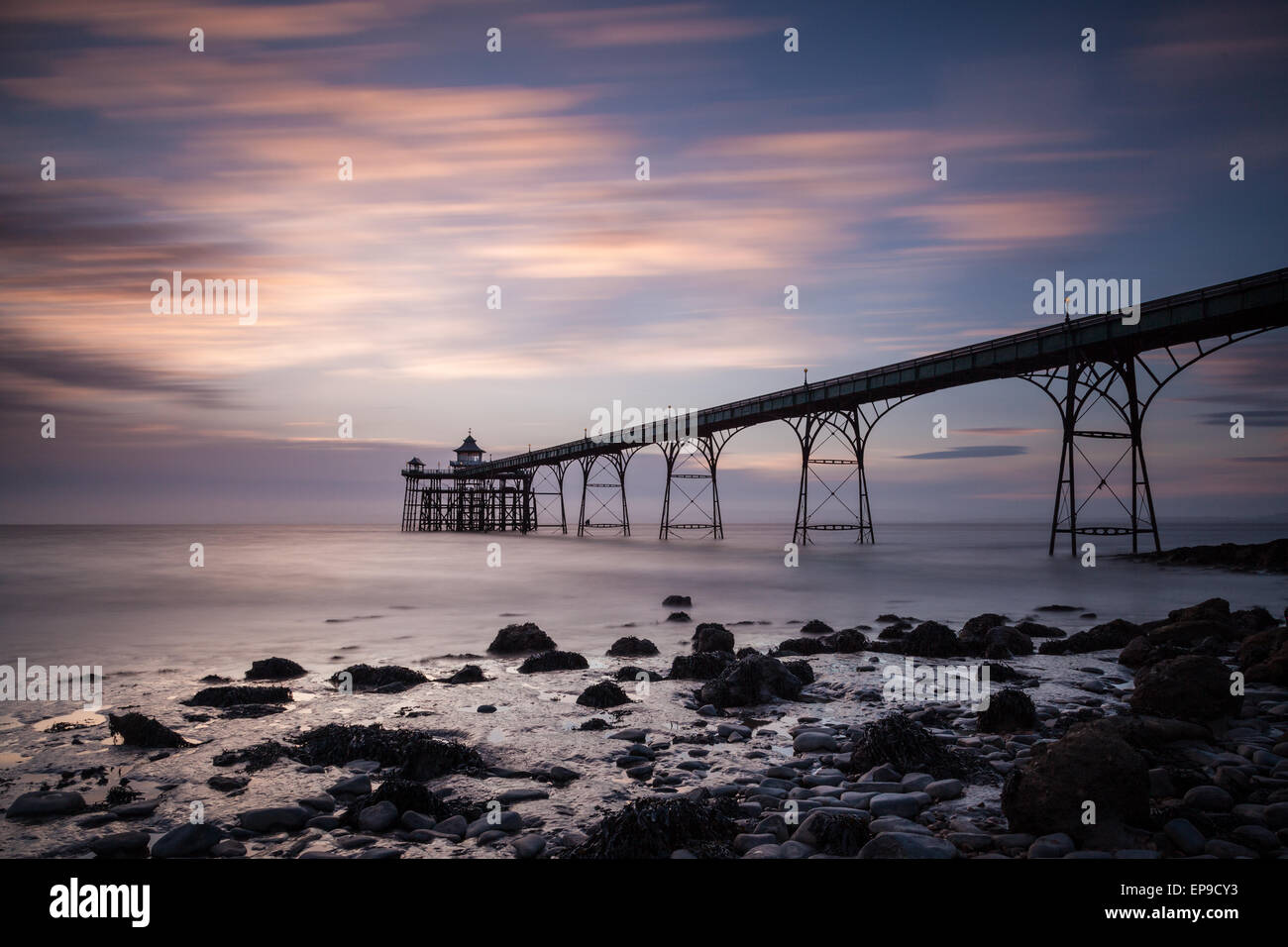 Clevedon Pier in Somerset, one of the finest surviving Victorian piers in the UK. Stock Photo