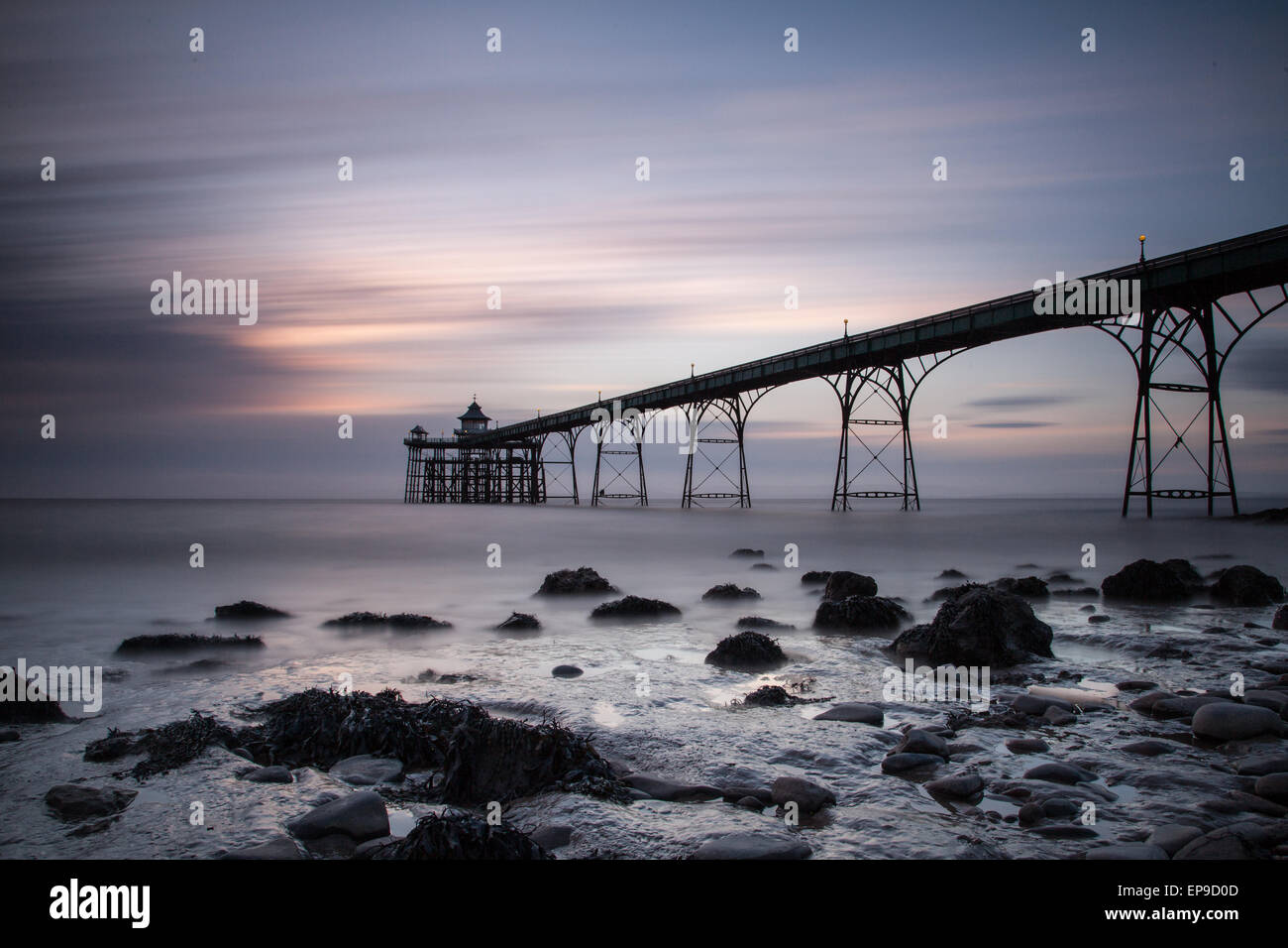 Clevedon Pier in Somerset, one of the finest surviving Victorian piers in the UK. Stock Photo