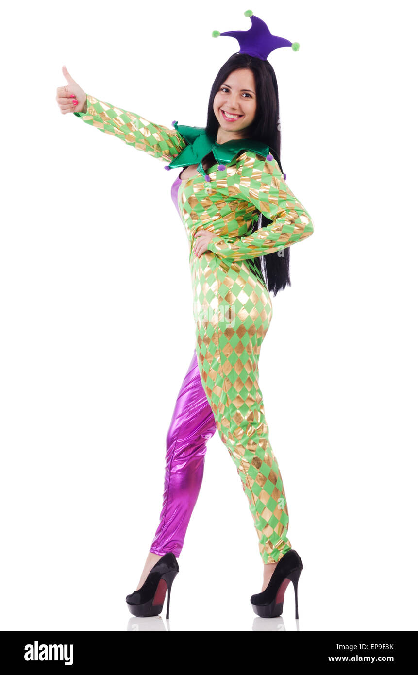 Woman clown isolated on white Stock Photo - Alamy