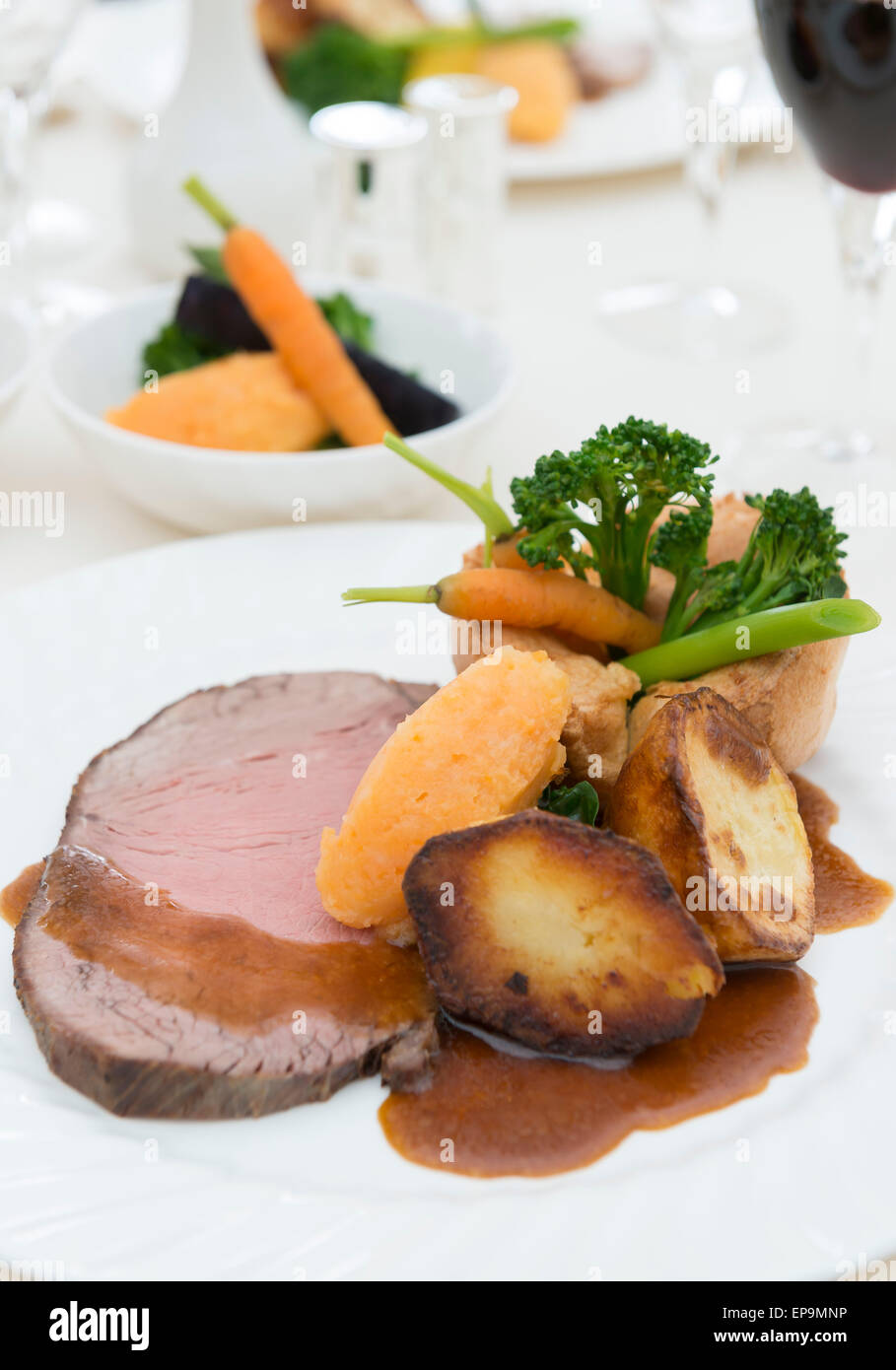 Traditional Roast Beef dinner Stock Photo Alamy