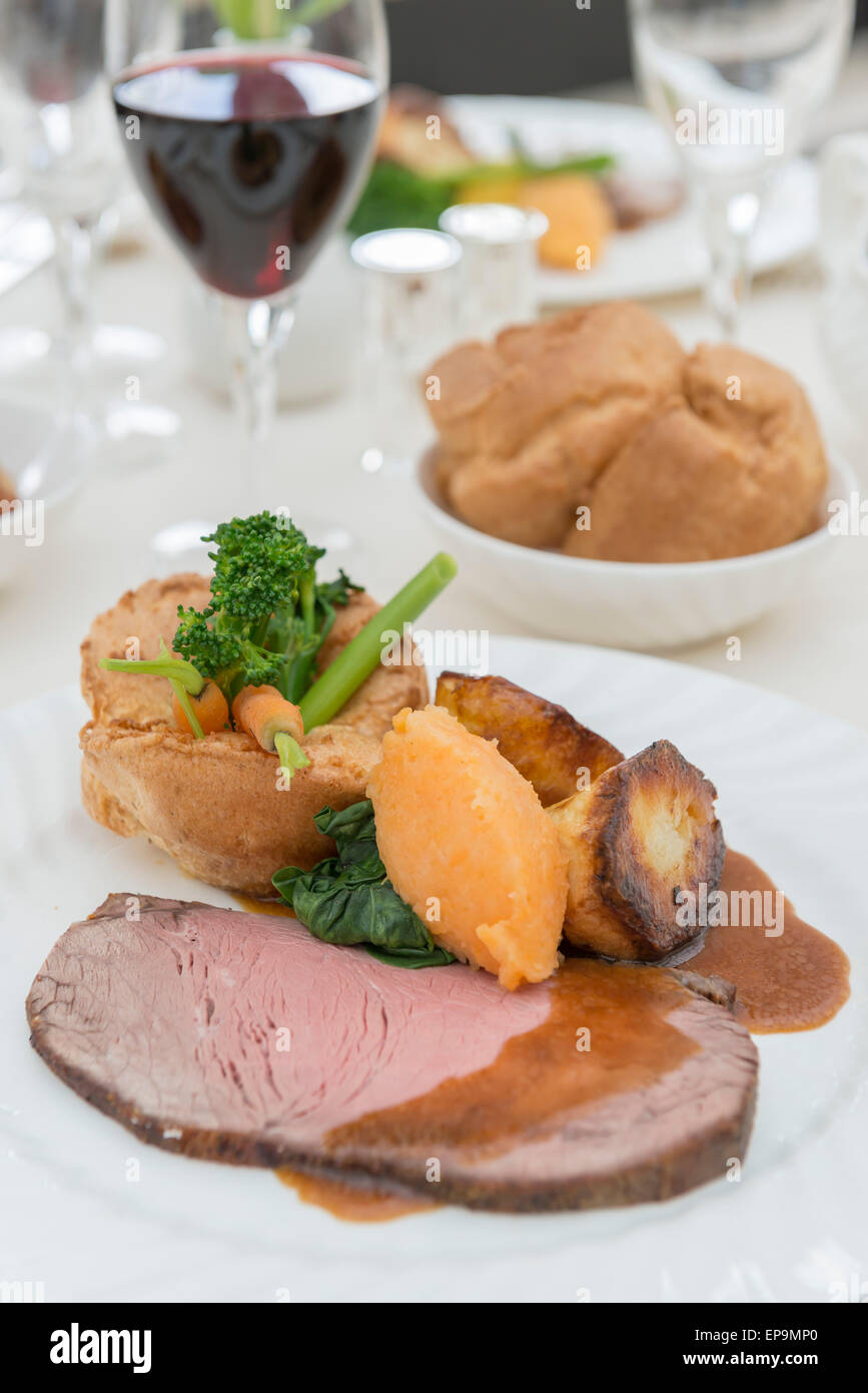 Traditional Roast Beef dinner Stock Photo Alamy