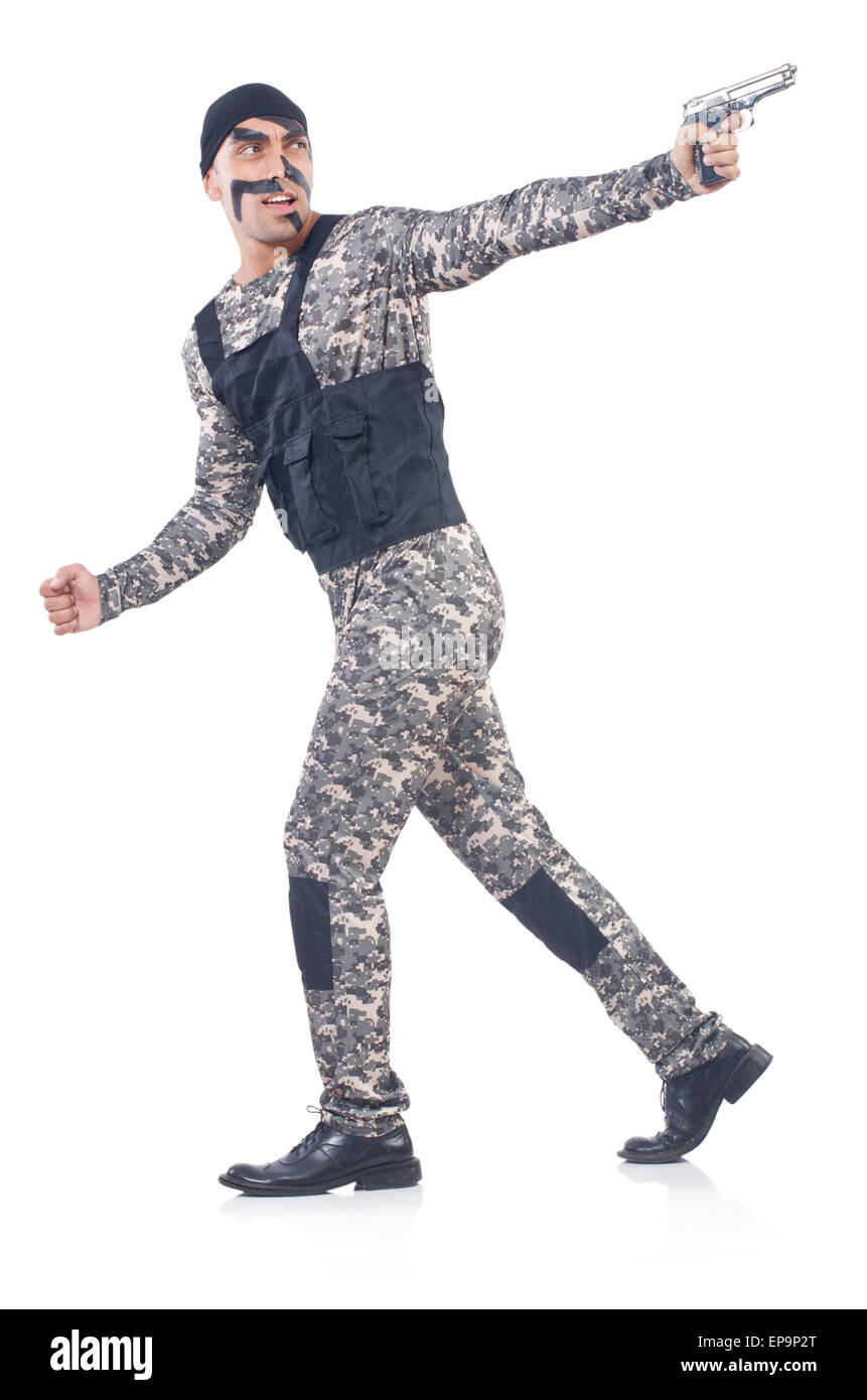 Soldier isolated on the white background Stock Photo - Alamy