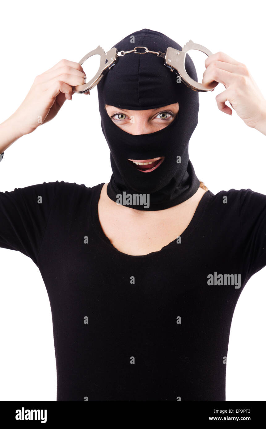 Young female criminal with handcuffs Stock Photo - Alamy