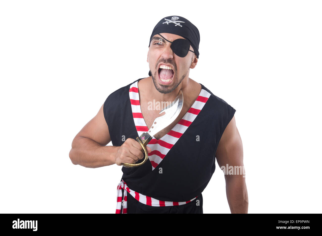 One eyed pirate isolated on the white Stock Photo Alamy