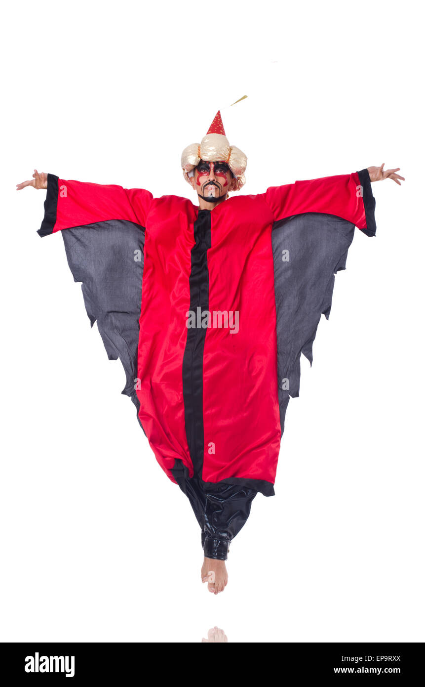 Wizard in red costume isolated on white Stock Photo - Alamy