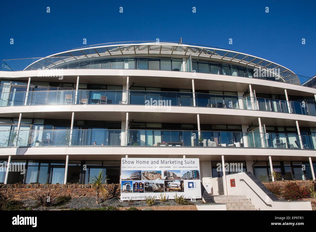 Pearl" Apartments marketed by Acorn Blue on Headland Road in Newquay, with  views of Fistral Beach, a popular seaside/surfer res Stock Photo - Alamy