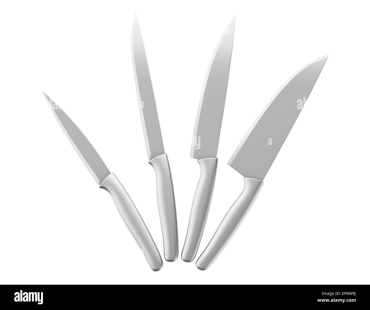 set of kitchen knives isolated on white background Stock Photo Alamy