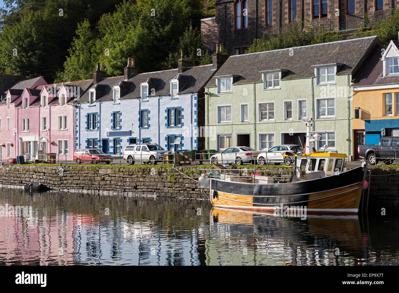View of Portree Harbour on Isle of Skye, Scotland Stock Photo