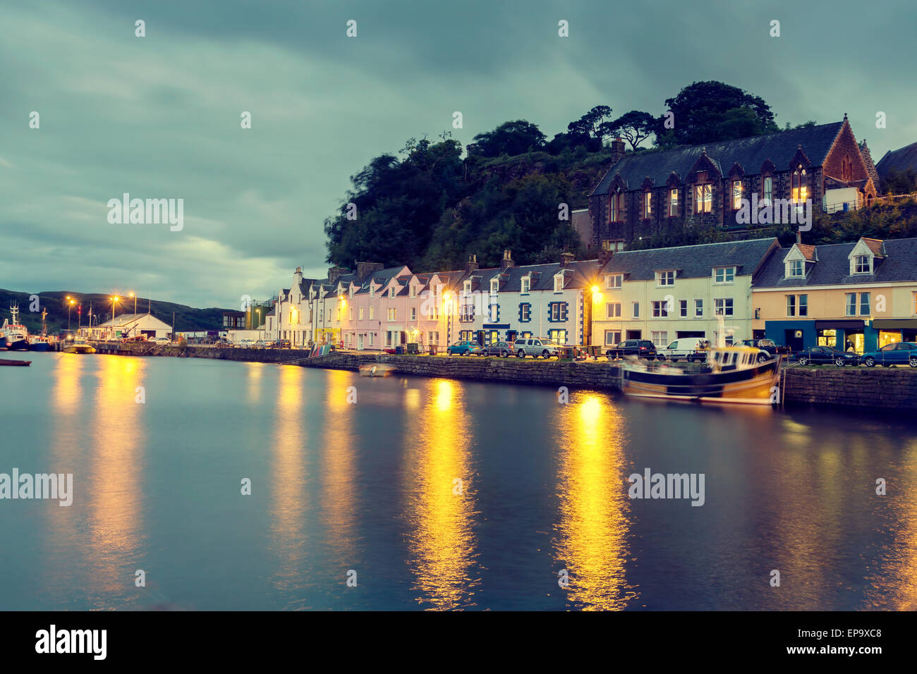 View of Portree Harbour on Isle of Skye, Scotland Stock Photo