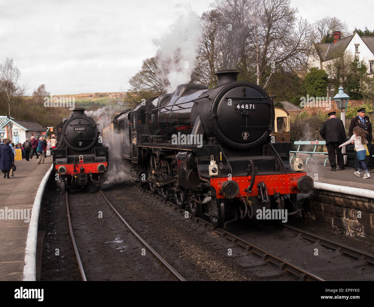 vintage steam locomotive 44871 LMS at Grosmont station,on The North ...