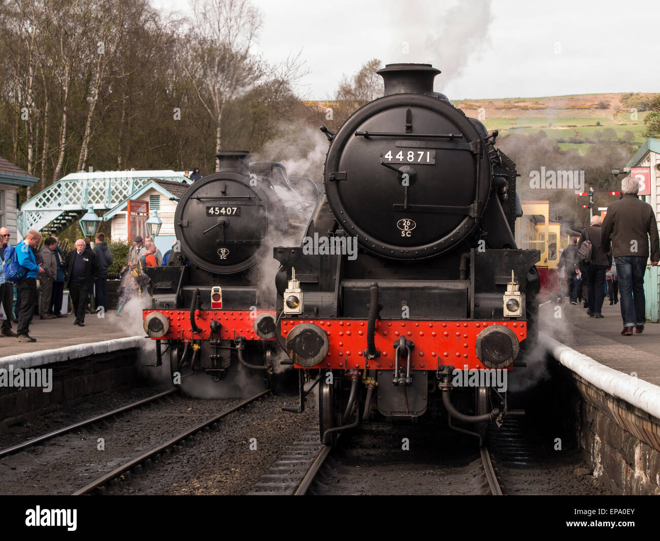 vintage steam locomotive 44871 LMS at Grosmont station,on The North ...