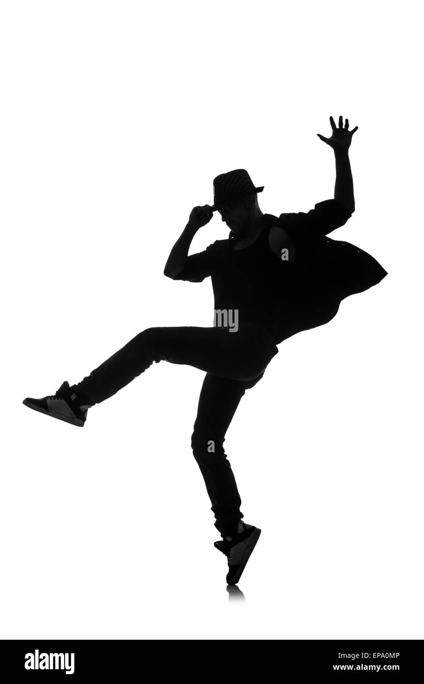 silhouette of male dancer isolated on white Stock Photo - Alamy