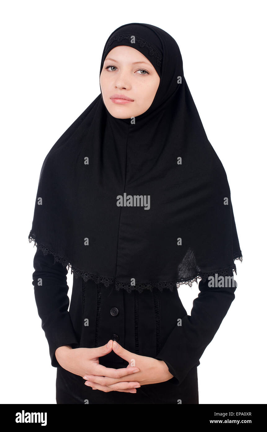 Woman with muslim burqa isolated on white Stock Photo - Alamy