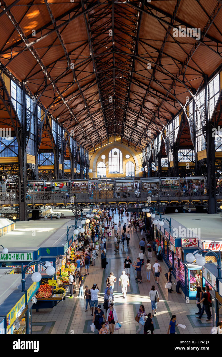 Interior view of the Central Market Hall in Budapest, Hungary Stock Photo
