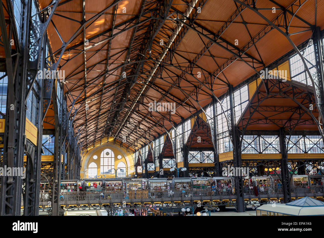 Interior view of the Central Market Hall in Budapest, Hungary Stock Photo