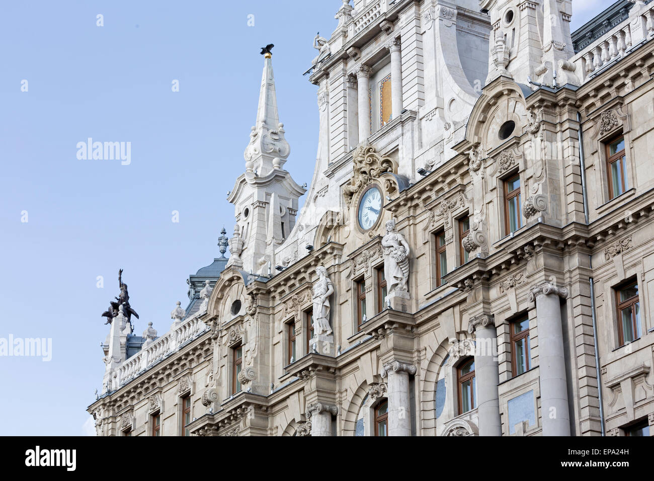 Facade detail of New York Palace Hotel in Budapest. Stock Photo