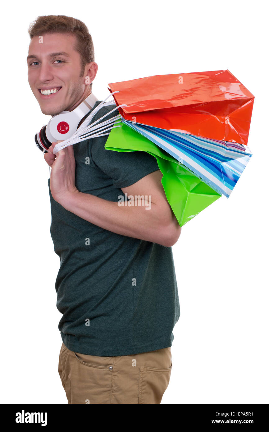 Cooler junger Mann beim Einkaufen Stock Photo