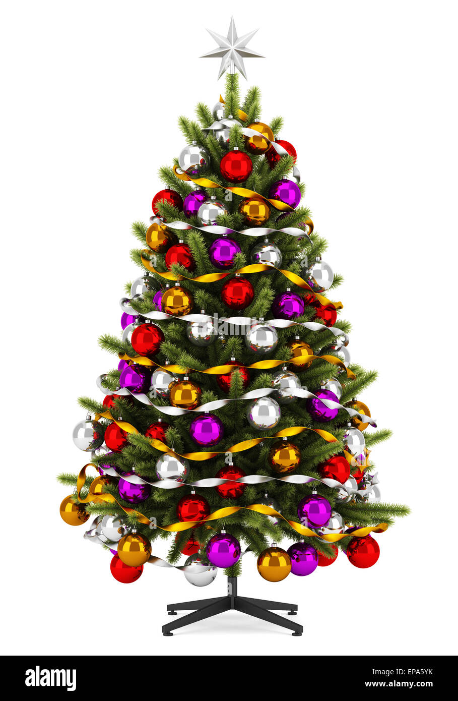 decorated christmas tree isolated on white Stock Photo - Alamy