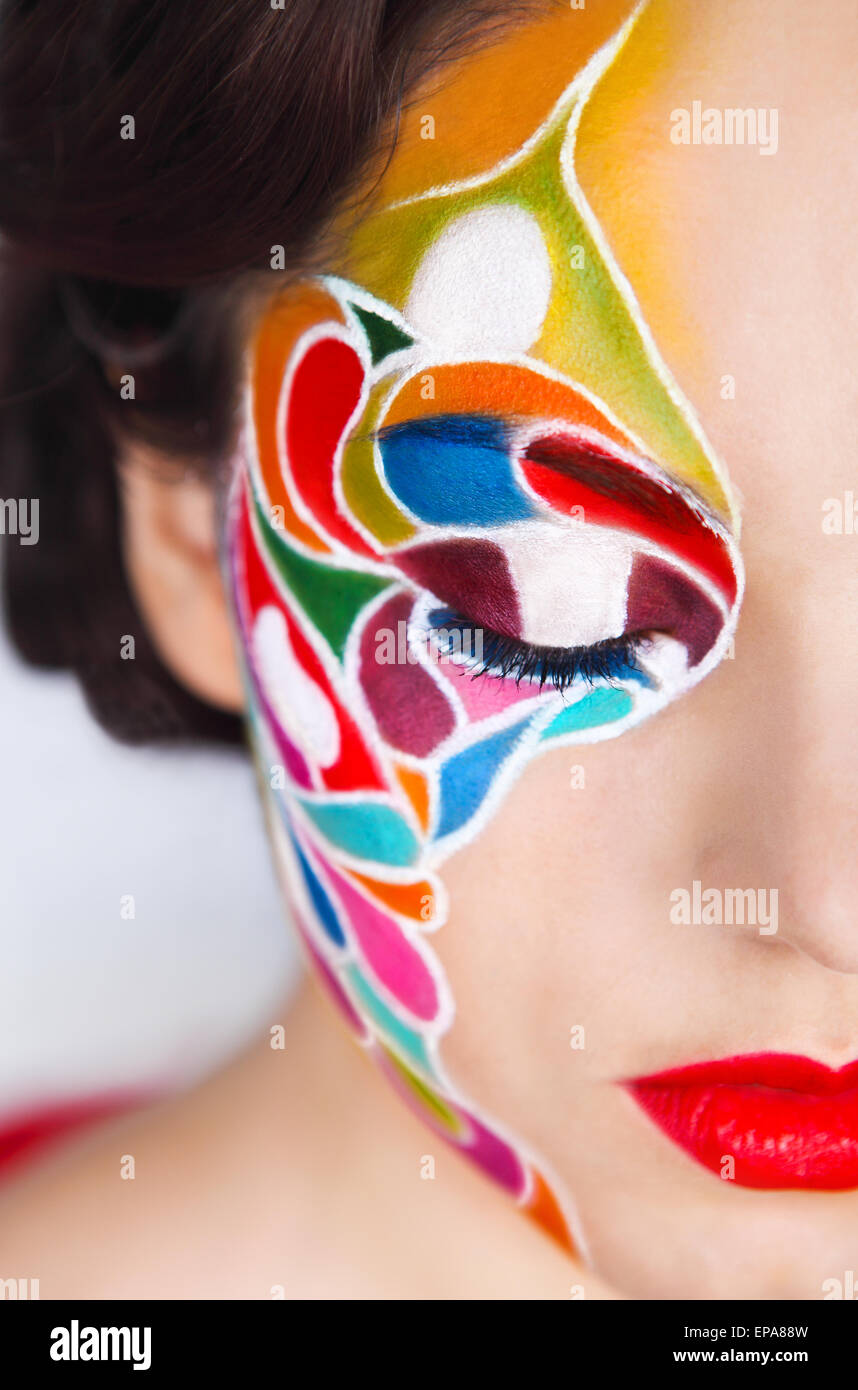 Beautiful young model with bright make up Stock Photo - Alamy