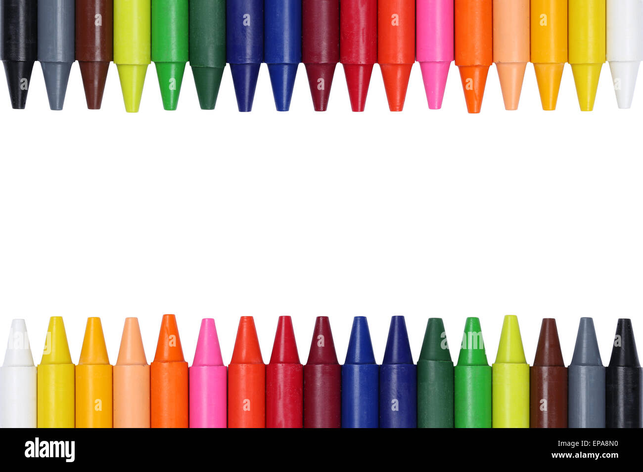 Wachsmalstife für Kinder bilden einen Rahmen Stock Photo