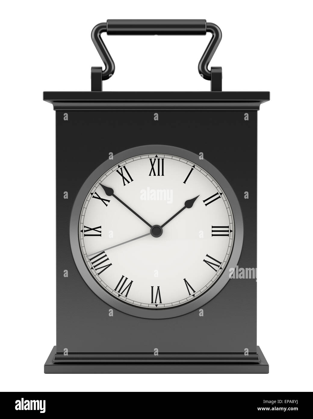 black vintage table clock isolated on white Stock Photo Alamy