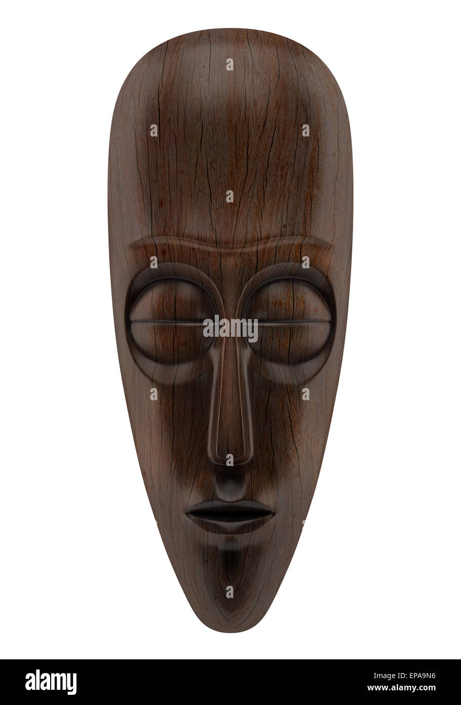 wooden african mask isolated on white background Stock Photo