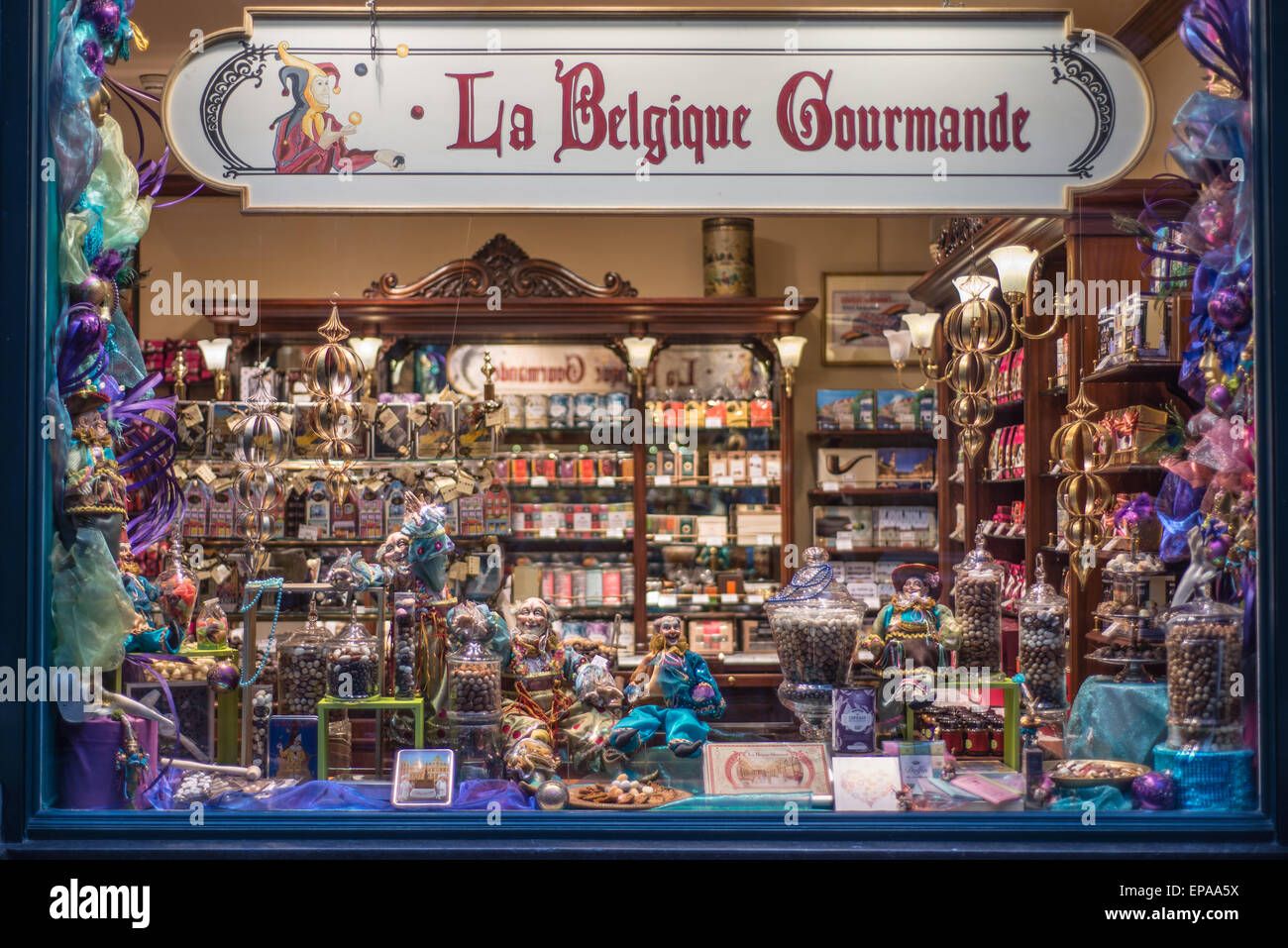 Belgium brussels chocolate shop interior hires stock photography and
